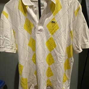 Lacoste Yellow and White Argyle Polo Shirt